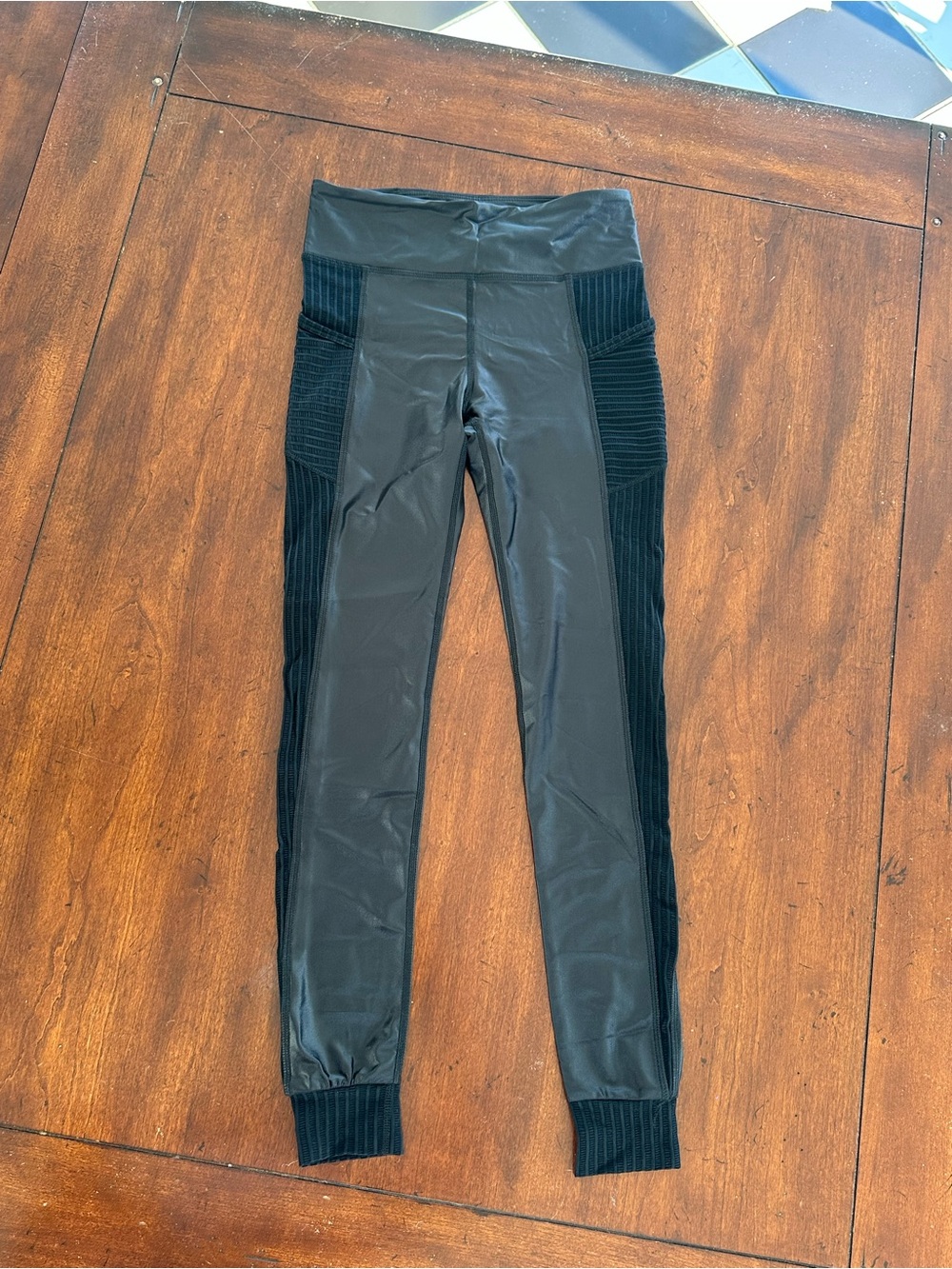 Alala Black Leggings with Ribbed Side Panels